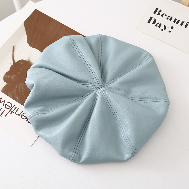 leather Berets For Women Fashion Ladies Black Caps Stewardess beige blue Beret Autumn Winter Artist Hats