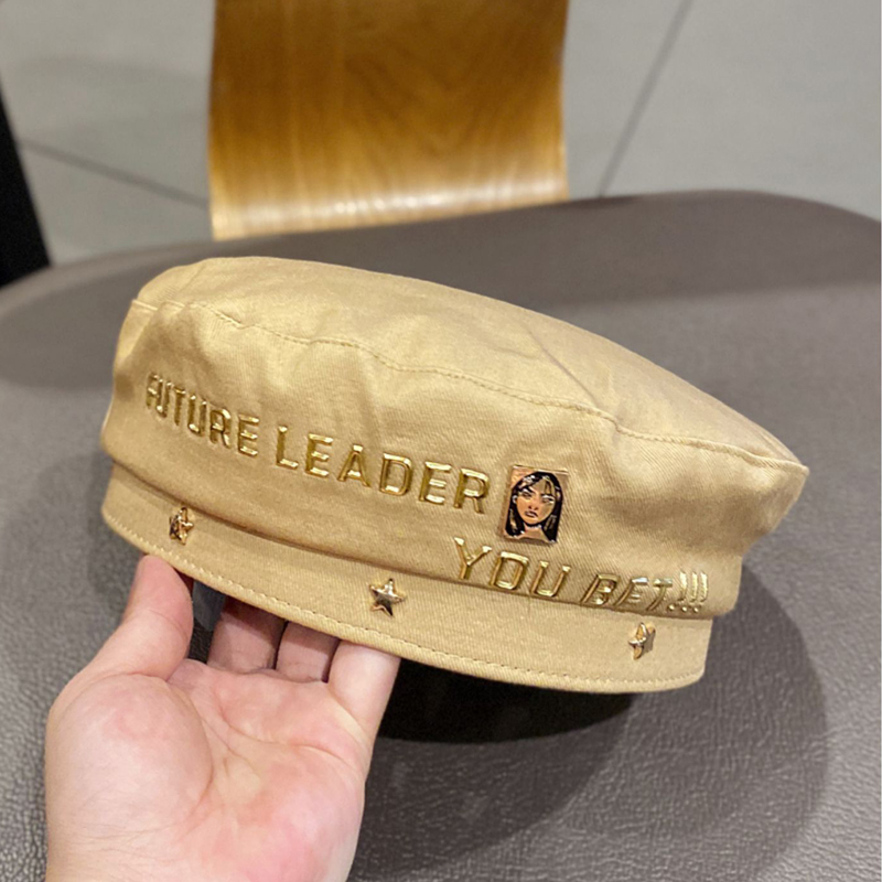 Beret Hats Women Letter Casual Four Seasons Adjustable Rope Design Flattop Newsboy Caps Brimless Painter New Fashion Korea