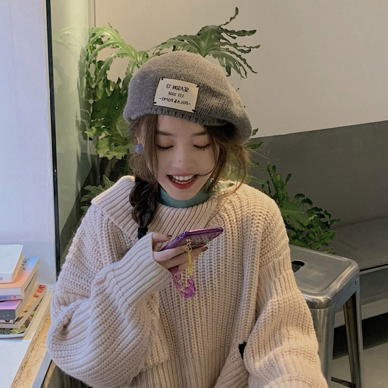 Women Girl Beret Artist Warm Knitted Octagonal Flat Cap autumn Winter Beanie Hat Cap Vintage Beret Hats Solid Color Hats Woman