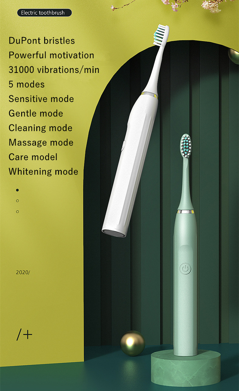 Sonic Electric Toothbrushes for Adults Smart Timer Rechargeable Whitening Toothbrush IPX6 Waterproof