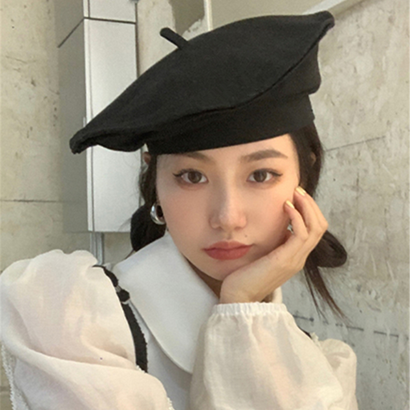 Big Beret Hats For Women Men French Hat Summer Beret Cap Black Flat Painter Hat Vintage Female