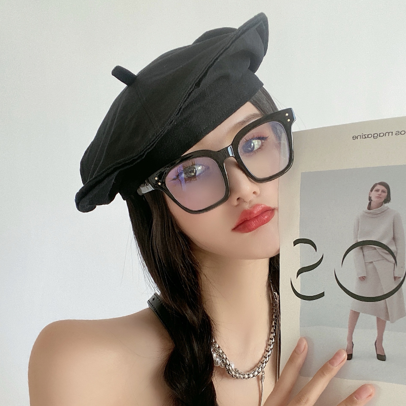 Big Beret Hats For Women Men French Hat Summer Beret Cap Black Flat Painter Hat Vintage Female
