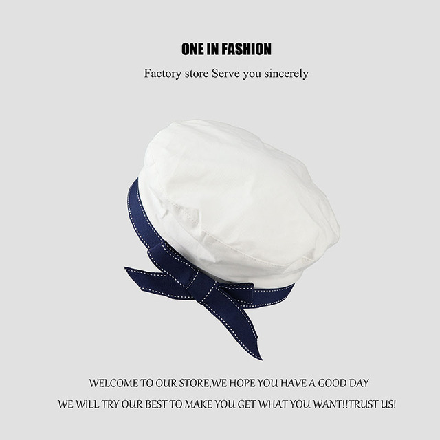 Japanese lovely Beret female summer thin white navy sailor hat black college JK uniform hat