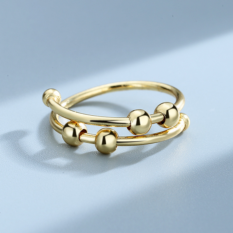 Beads Ring for Women Men Rotate Freely Anti Stress Anxiety Ring Single Coil Antistress Spiral Beads Rotate Jewlery
