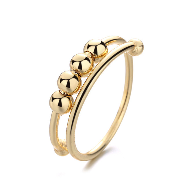 Beads Ring for Women Men Rotate Freely Anti Stress Anxiety Ring Single Coil Antistress Spiral Beads Rotate Jewlery