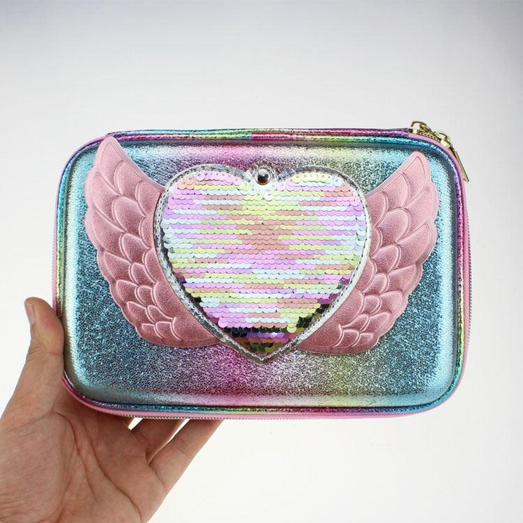 Children's Pencil Case Girls Stationery Box Female Primary Secondary For School Students Sequin Mirror Korean Large Capacity