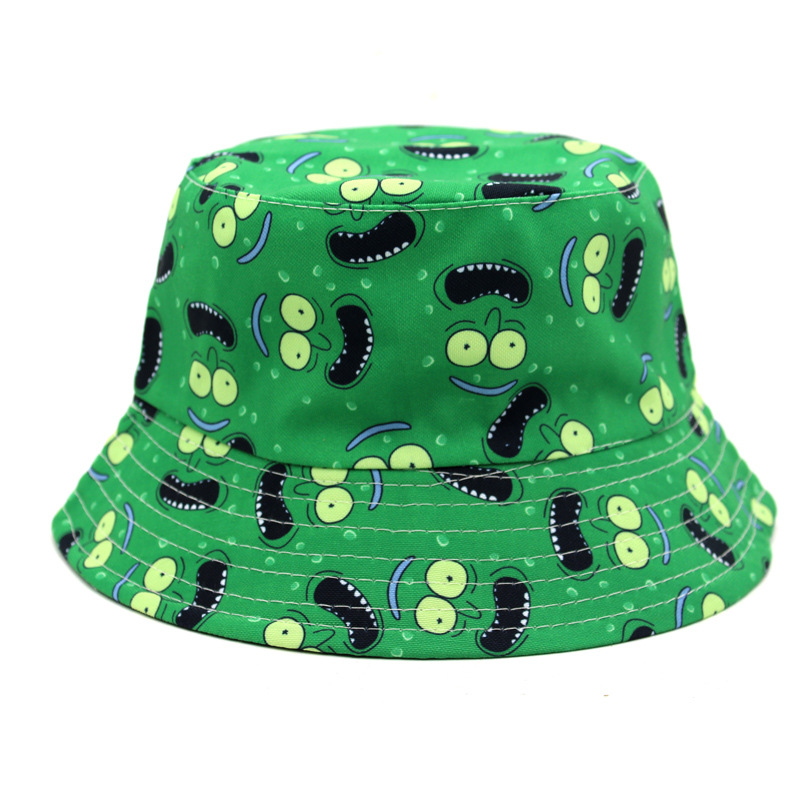 Anime Cucumber Print Bucket Hat Cartoon TV Fisherman Caps Cotton Boys Girl Men Panama Caps Women Hiking Beach Travel Sunhat