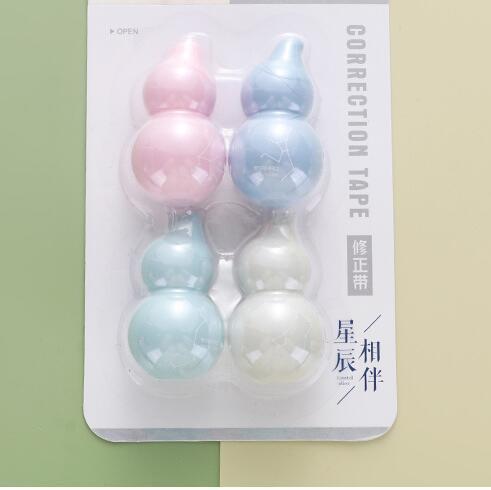 4pcs/set Gourd Shape Correction Tape Transparent Film Tape Fluid Writing Corrector Stationery Correction Overwrite Font Office