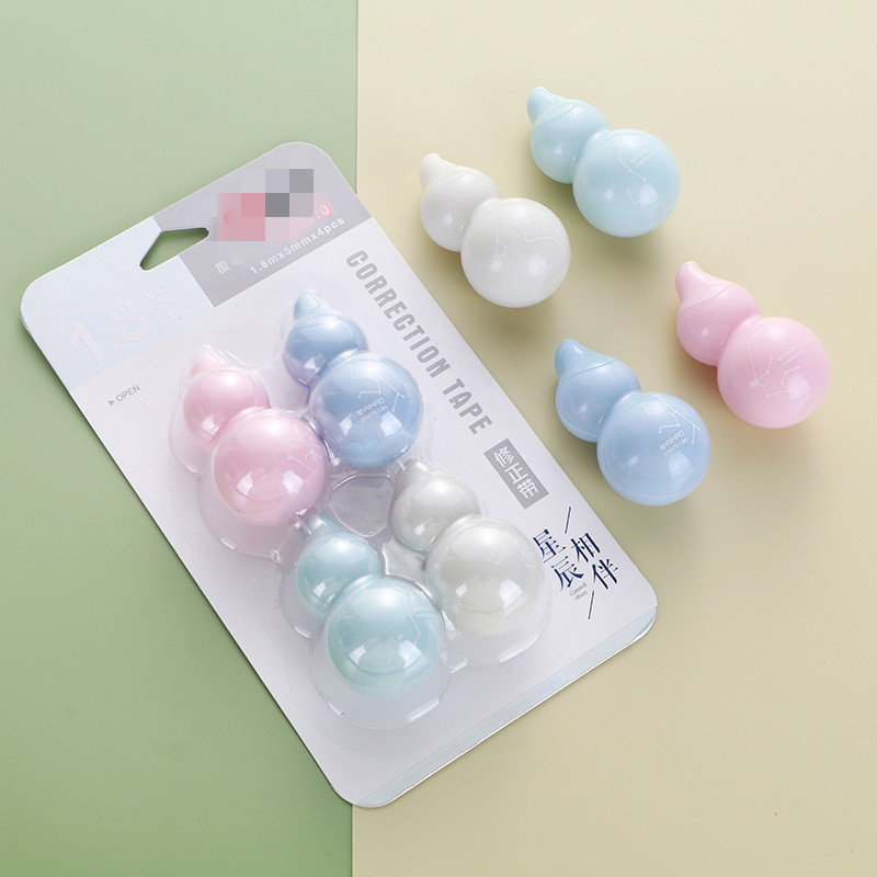 4pcs/set Gourd Shape Correction Tape Transparent Film Tape Fluid Writing Corrector Stationery Correction Overwrite Font Office