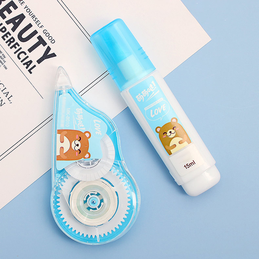2Pcs/set Creative Steel Tip Correction Fluid Correction Tape, Student Writing Correct Tools Altered Tape Corrector Stationery