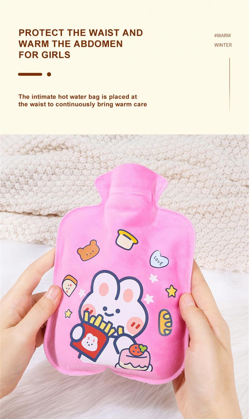 Cartoon Warm Hot Water Bottle Mini Portable Plush Washable Water Injection Safety Explosion-proof Warm Hands Bag Handwarmer