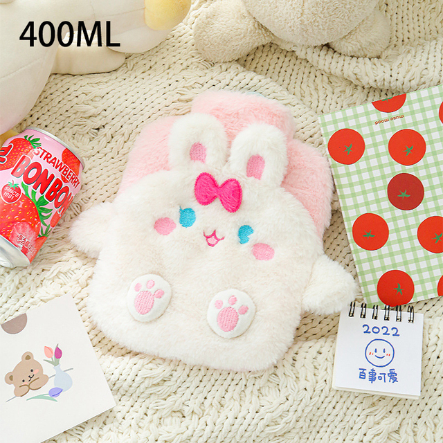 Hot Water Bottle Bag Soft PVC Cozy Plush Cover Winter Warm Heat Reusable Hand Warmer Cute Portable Stress Pain Relief Therapy