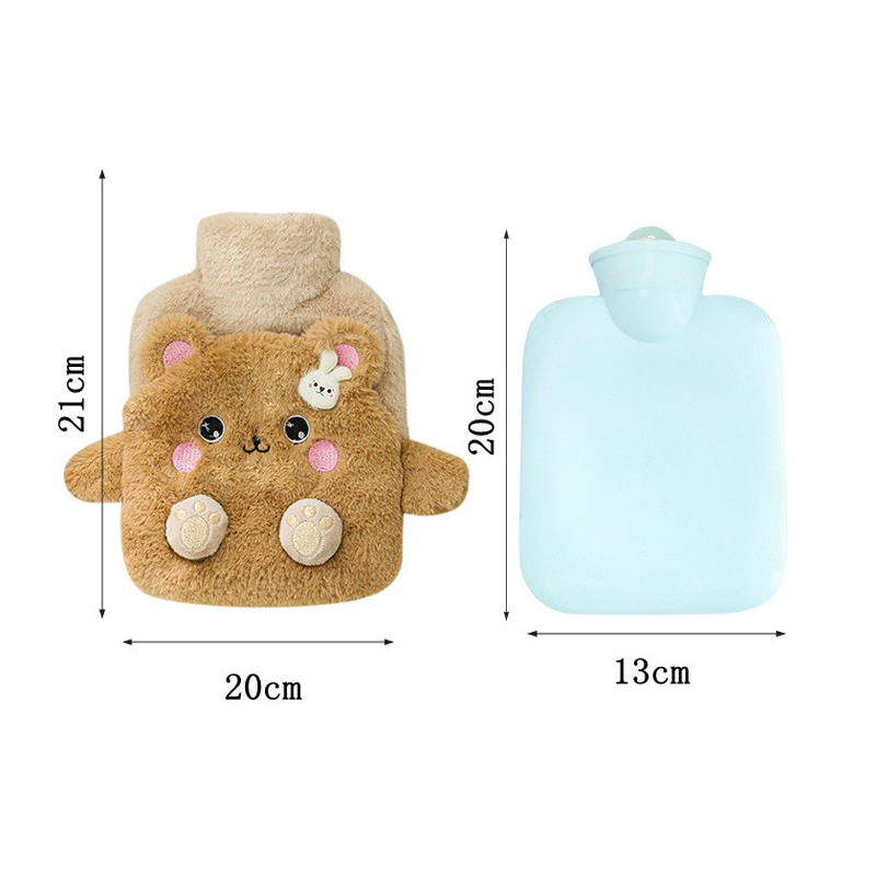 Hot Water Bottle Bag Soft PVC Cozy Plush Cover Winter Warm Heat Reusable Hand Warmer Cute Portable Stress Pain Relief Therapy