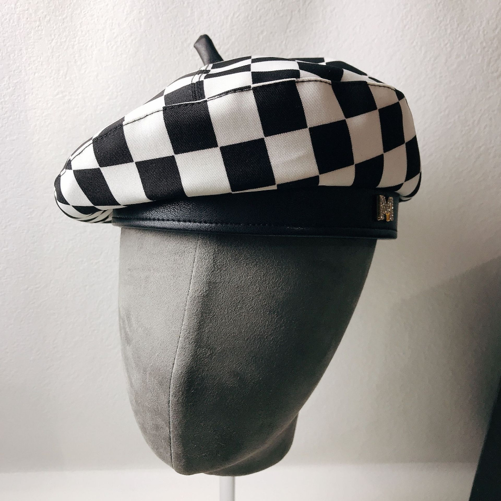 Brand Fashion Letters Women's Berets Spring Checkerboard Black and White Men's and Women's Beret Trend High Quality Women's Hats