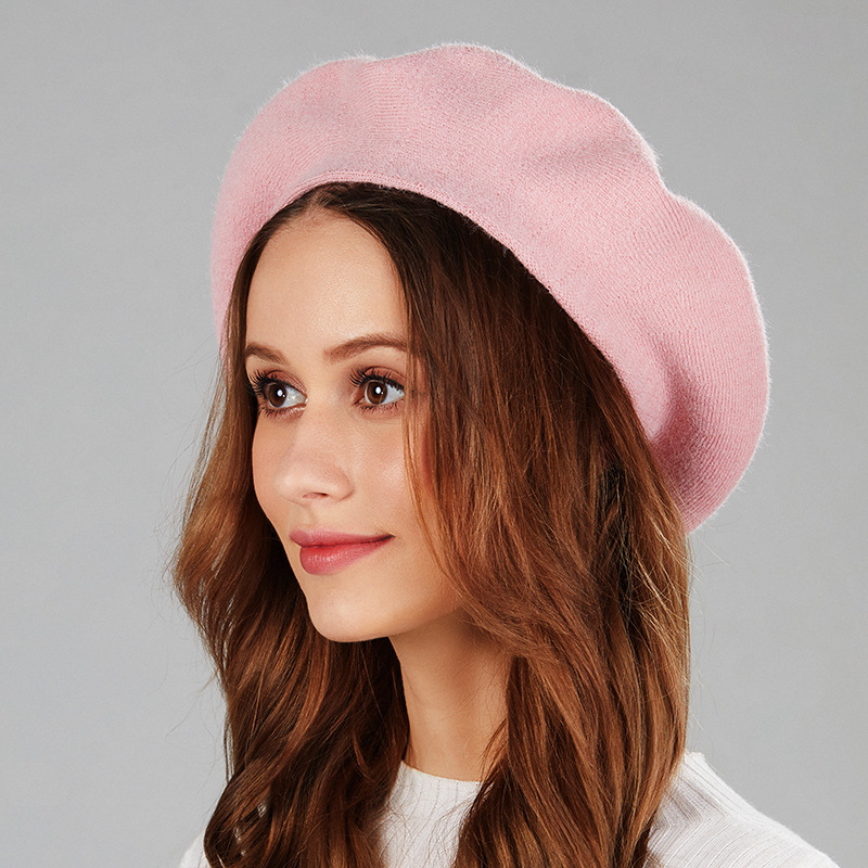 women winter hat Wool knit berets  High-end diamonds of the same color decoration  Popular folds fashion lady hat