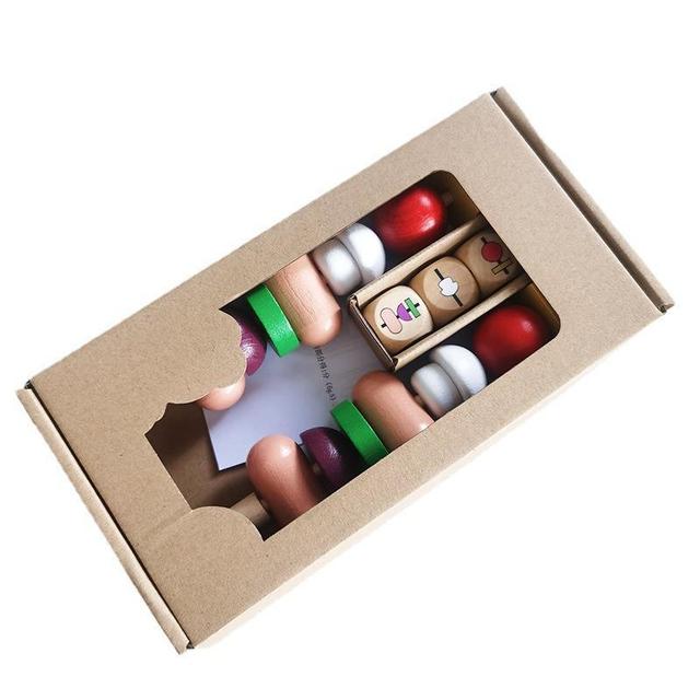 Pretend Play Toys Montessori Barbecue Toy Kitchen Toy Simulation Cooking Skewers Set Boy Girl Toy Baby Wooden Kitchen Learning