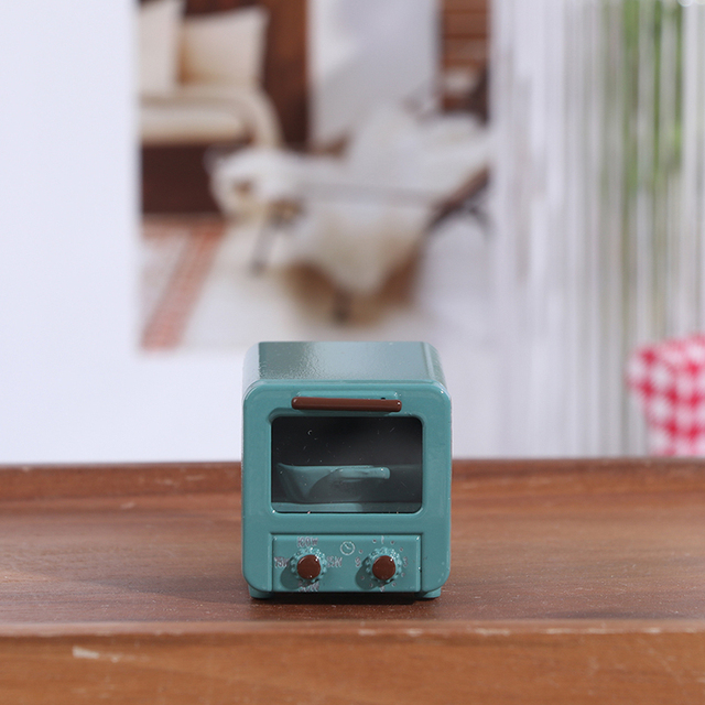 New Simulation Miniature Dollhouse Oven Play Kitchen Baking Dish Bread Retro Refrigerator Model Doll Mini Furniture Toy Decor