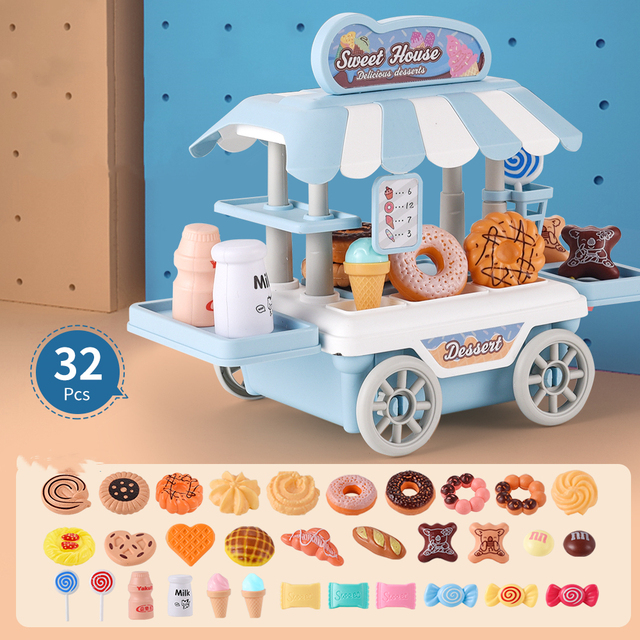Kids Simulation Food Kitchen Car Toy Pretend Play Cooking Toy Pot Hamburger Hot Dog Cookies Interactive Play House Toys For Girl