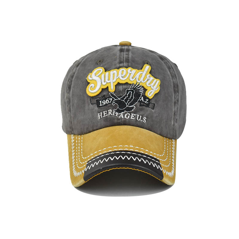 New Double Spell Washed Baseball Caps For Men Women Caps Cotton Cap Sun protection gorras hombre Retro Eagle Dad Hat