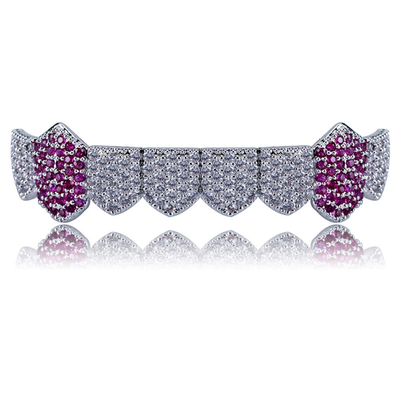 Hip Hop Grills Gold Silver Color Iced Out Micro Pave Full CZ Teeth Bottom Grills Charm For Men Women Jewelry