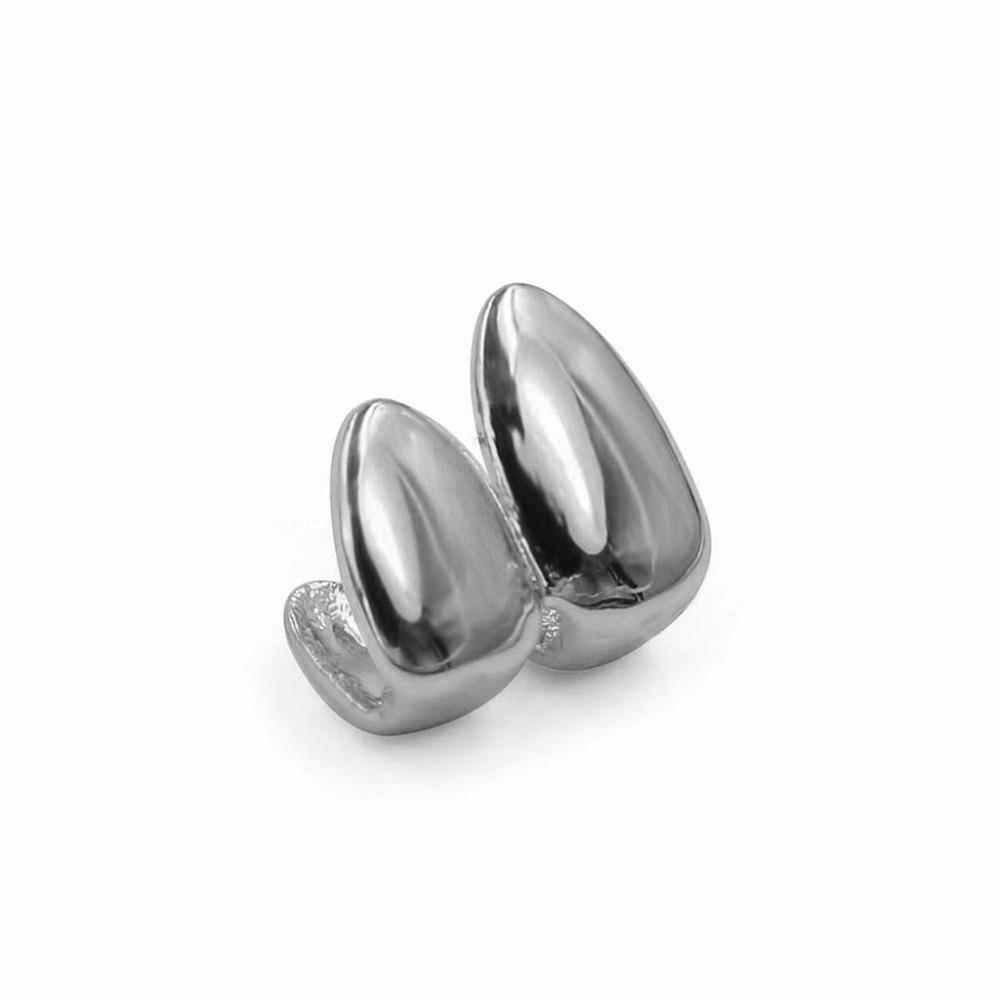 Hip Hop Double Cover Teeth Grillz Gold Silver Canine Teeth Cosplay Props Vampire Teeth Detachable Teeth Cap Grillz
