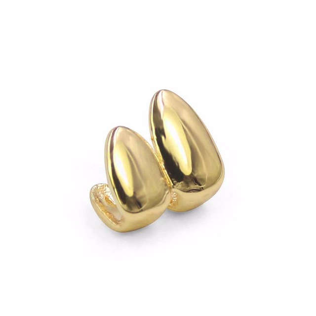 Hip Hop Double Cover Teeth Grillz Gold Silver Canine Teeth Cosplay Props Vampire Teeth Detachable Teeth Cap Grillz