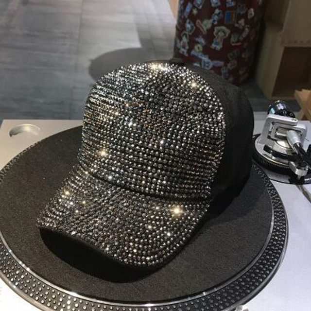 New Women Baseball Hats Shiny Rhinestone Baseball Cap Female Crystal Decoration Hats Fashion Girls Cap