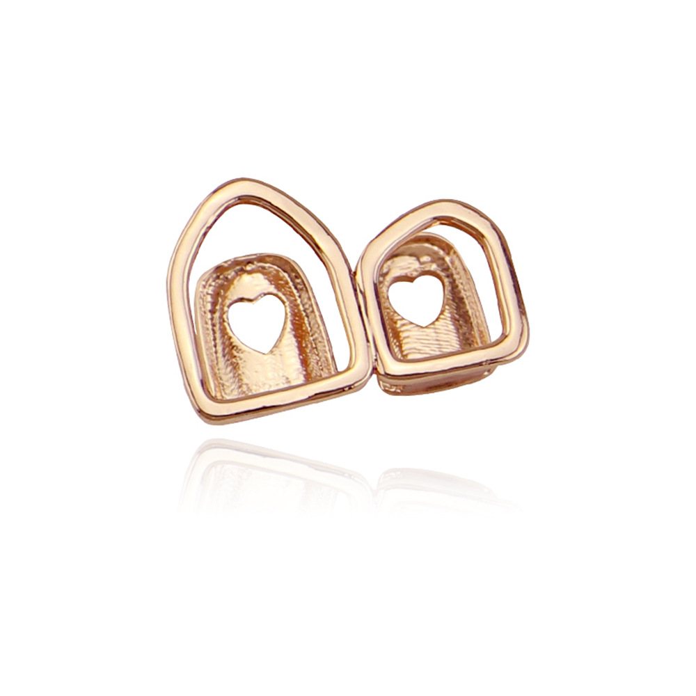 Hip Hop Gold Teeth Grillz Hollow Open Double Silver Color Tooth Caps Fake Grills for Teeth Rapper Jewelry Cosplay Party