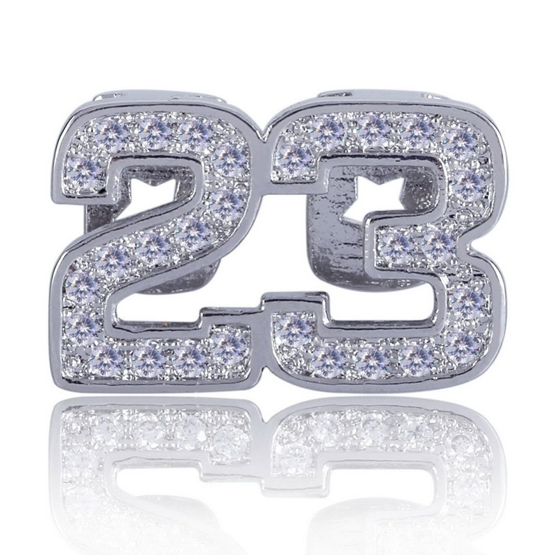 Hip Hop Gold Silver Color Teeth Grillz Iced Out Micro Pave CZ NO. 23 Bottom Teeth Grills With Silicone Christmas Gift