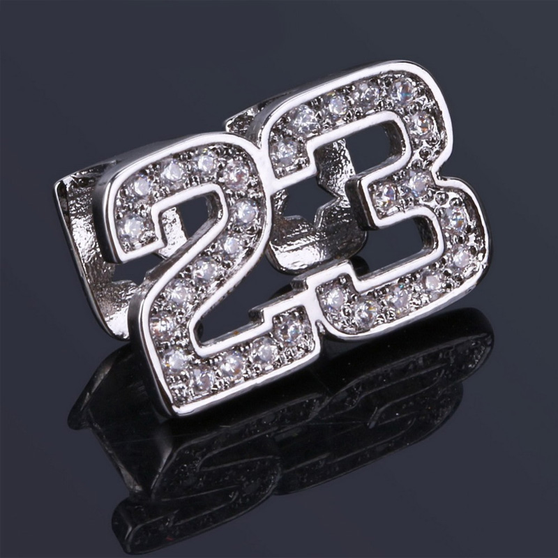 Hip Hop Gold Silver Color Teeth Grillz Iced Out Micro Pave CZ NO. 23 Bottom Teeth Grills With Silicone Christmas Gift