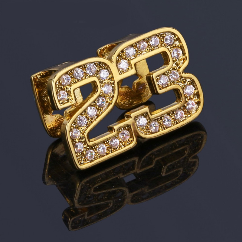 Hip Hop Gold Silver Color Teeth Grillz Iced Out Micro Pave CZ NO. 23 Bottom Teeth Grills With Silicone Christmas Gift
