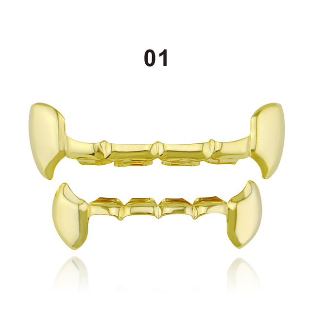 Gold Silver Black Teeth Caps Hip Hop Punk Dental Mouth Grillz Funny Cosplay Party Rapper Decoration Gift