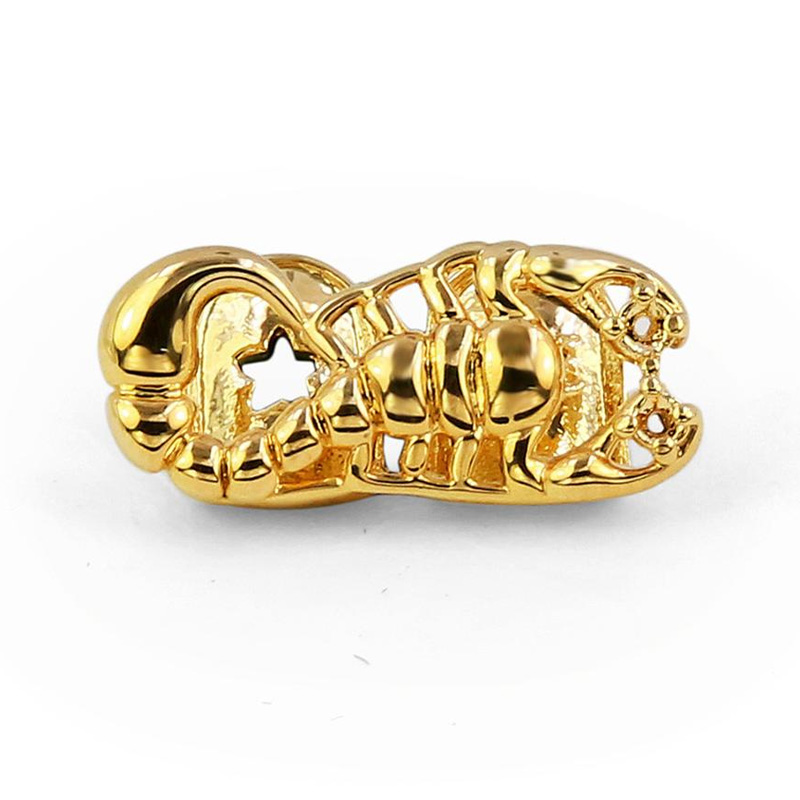 Scorpion Grillz Stinger Teeth Grillz Gold Tone Scorpio Double Cap Iced-Out Tooth Grills,Gift,Party
