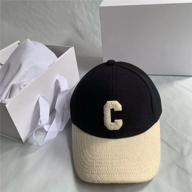 New Arrival Brand Design Baseball Caps with Logo and Box Women Adjustable Letter C Wool Baseball Caps