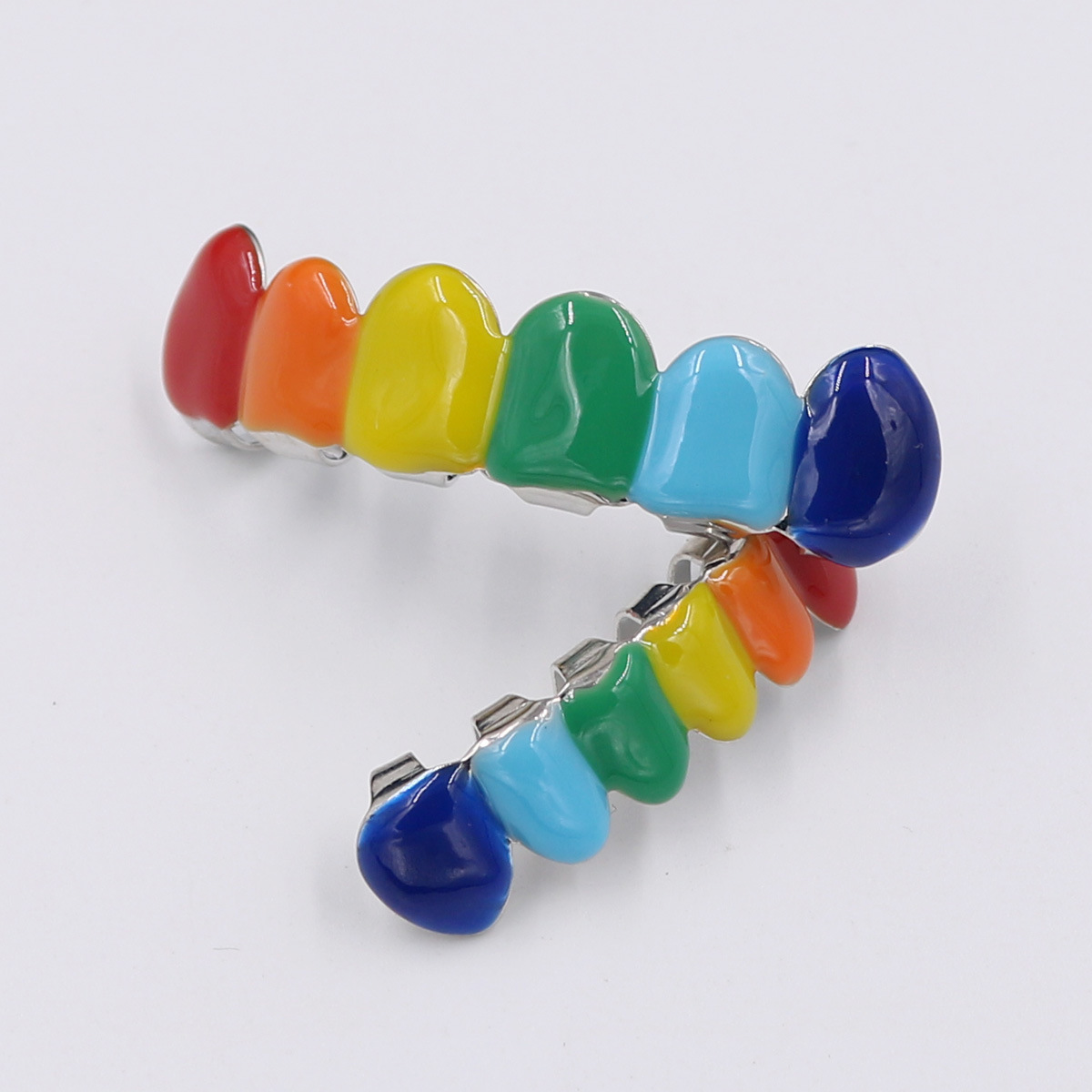 Hip Hop 6ix9ine Rainbow Colorful 69 Oil Gold Dent Teeth Grillz Top and Bottom Set With Free Silicone Box Caps Packin