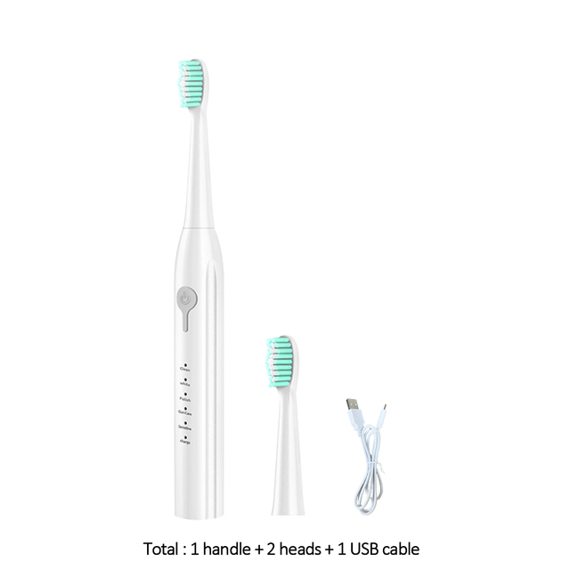 Sonic Electric Toothbrush Rechargeable Toothbrush IPX8 Waterproof 15 Mode USB Charger Replacement Heads Set