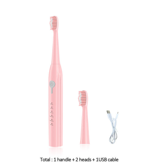 Sonic Electric Toothbrush Rechargeable Toothbrush IPX8 Waterproof 15 Mode USB Charger Replacement Heads Set