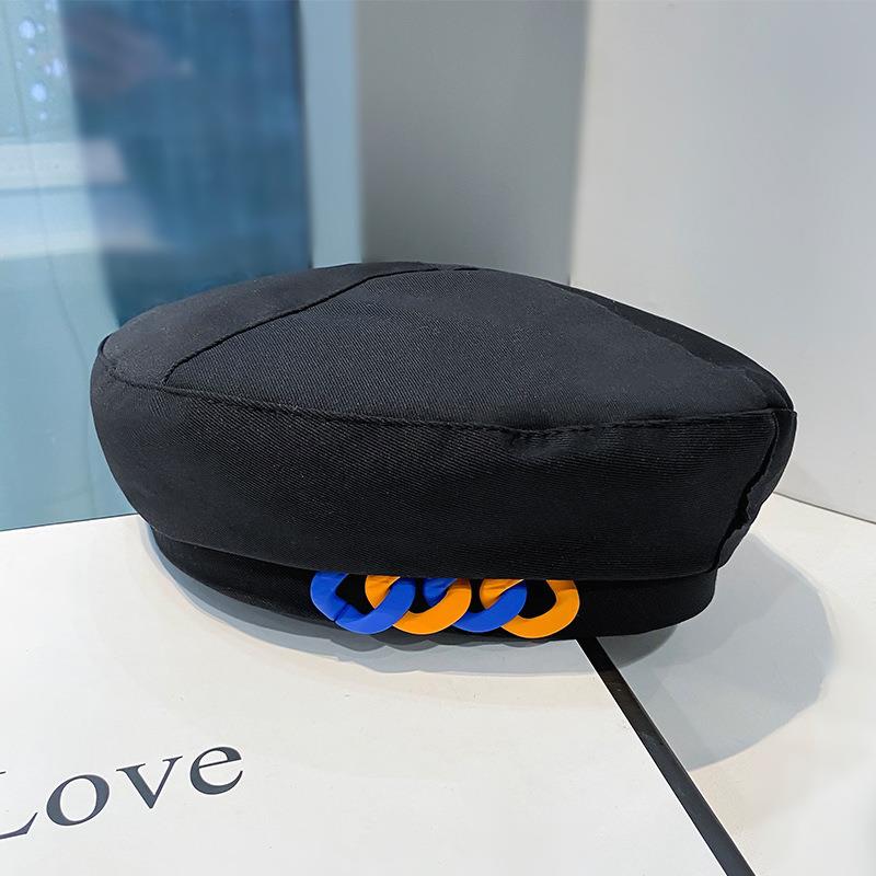 Spring Summer Hat for Women Colorful Chain Brim Beret Hat Sun Hat Fashion Beach Hat Breathable Sun Protection Cap