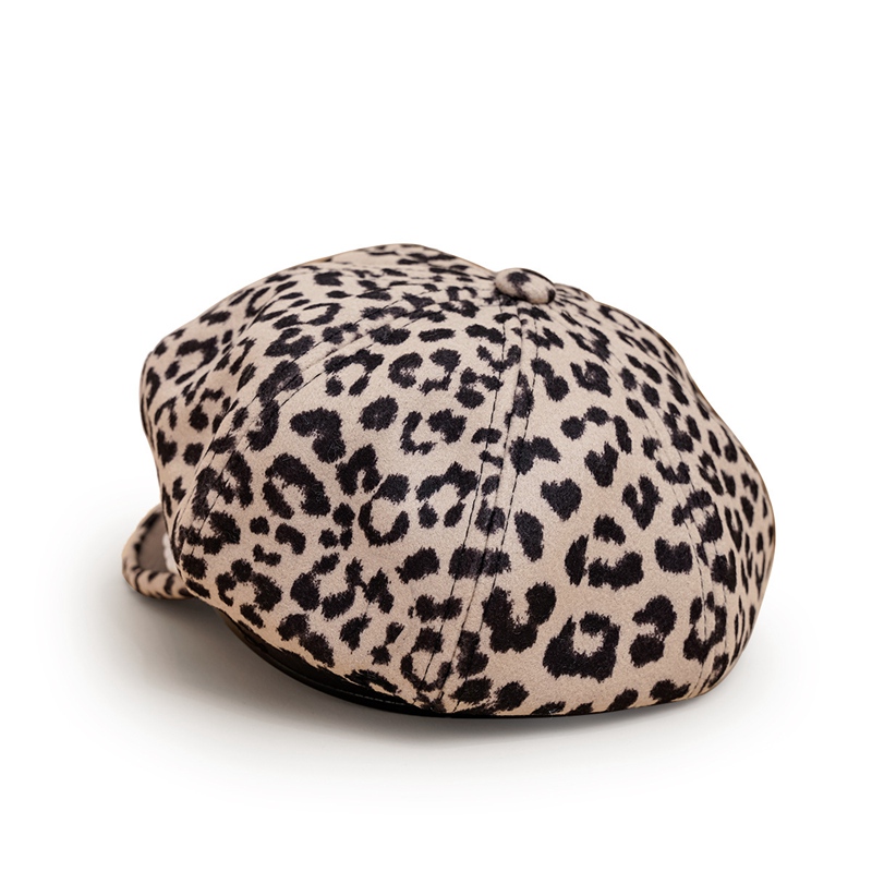 Leopard Pearl Spring Autumn Women Fashion Korean Version Beret Shading Girl Personality Peaked Cap Newsboy Hat