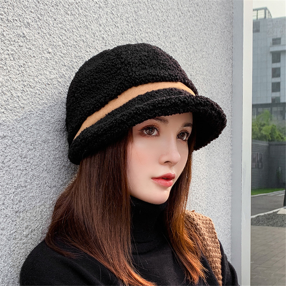 New Winter Hats Women Thickened Multicolor Lamb Wool Hat Beret Women Winter Plush Sun Shade Warm Fisherman Hat