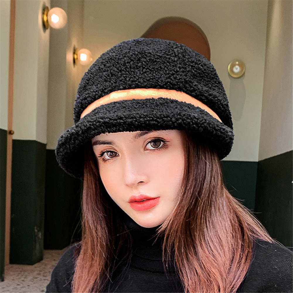 New Winter Hats Women Thickened Multicolor Lamb Wool Hat Beret Women Winter Plush Sun Shade Warm Fisherman Hat
