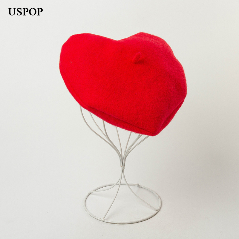 New fashion women berets female winter wool beret heart shape beret solid color warm wool hats