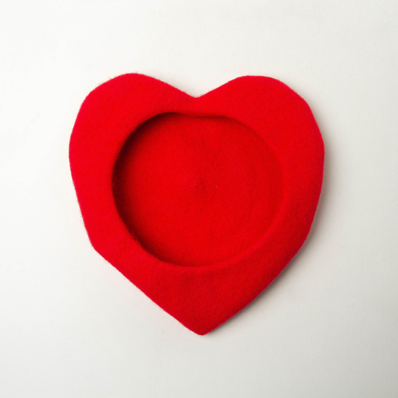 New fashion women berets female winter wool beret heart shape beret solid color warm wool hats