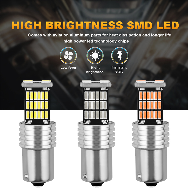 2 PCS Car LED Bulb P21W BA15S 1156 Turn Signal Light 12V 4014 SMD 6000K White Auto Reverse Parking Back Lamps