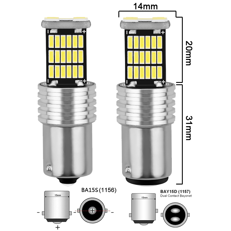 2 PCS Car LED Bulb P21W BA15S 1156 Turn Signal Light 12V 4014 SMD 6000K White Auto Reverse Parking Back Lamps
