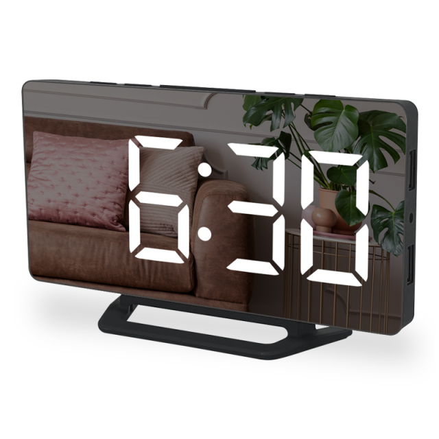 LED Digital Alarm Clock Watch Mirror Table Electronic Desktop Clocks USB Wake Up Time Snooze Function 3 Alarm