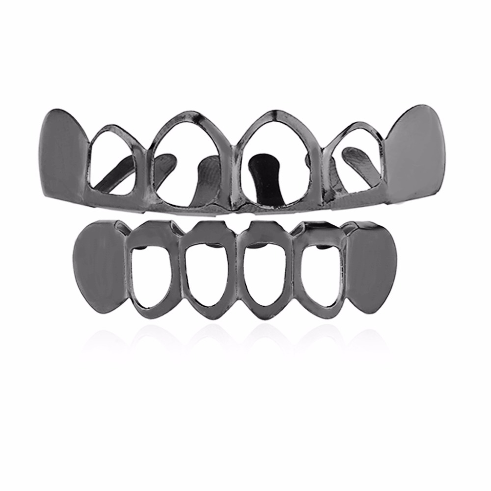 Hip Hop Creative Hollow Grillz Luxury 14K Gold Vampire Grill Gold Dental Teeth Jewelry Men's Rapper Jewelry Gift
