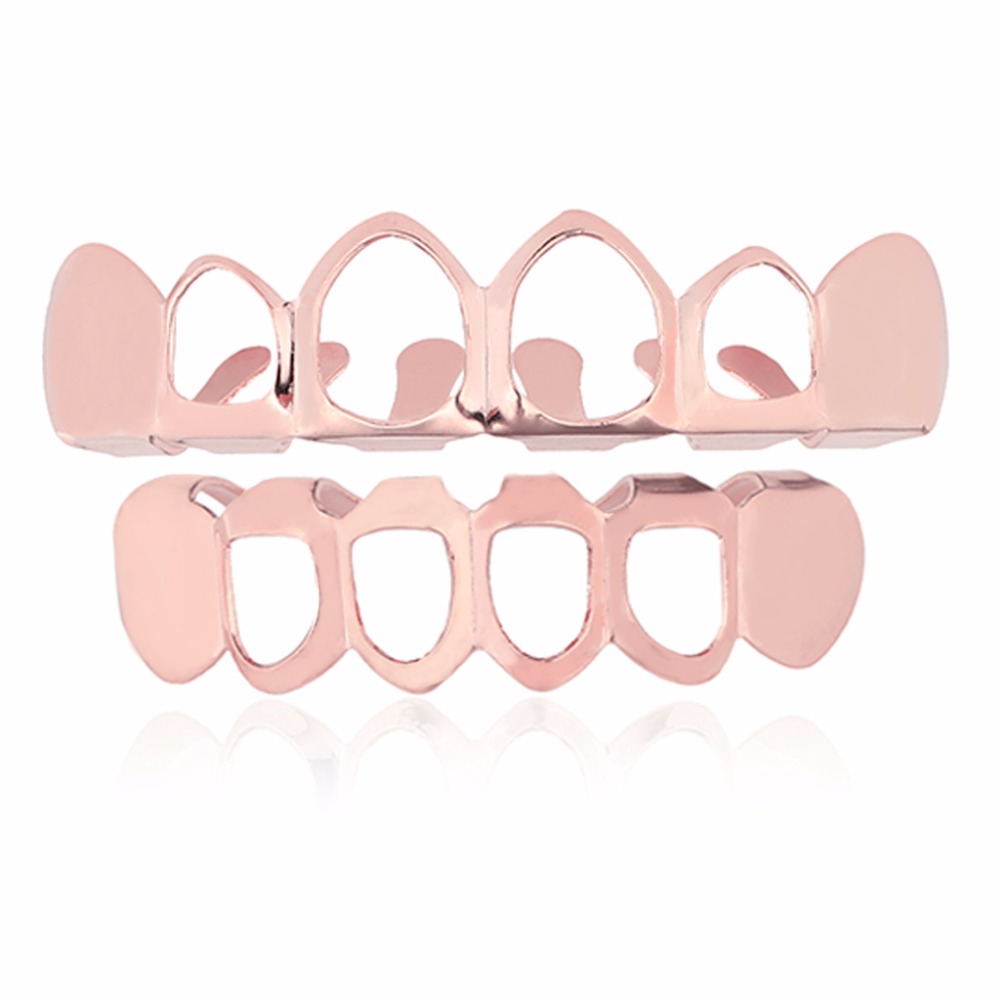 Hip Hop Creative Hollow Grillz Luxury 14K Gold Vampire Grill Gold Dental Teeth Jewelry Men's Rapper Jewelry Gift