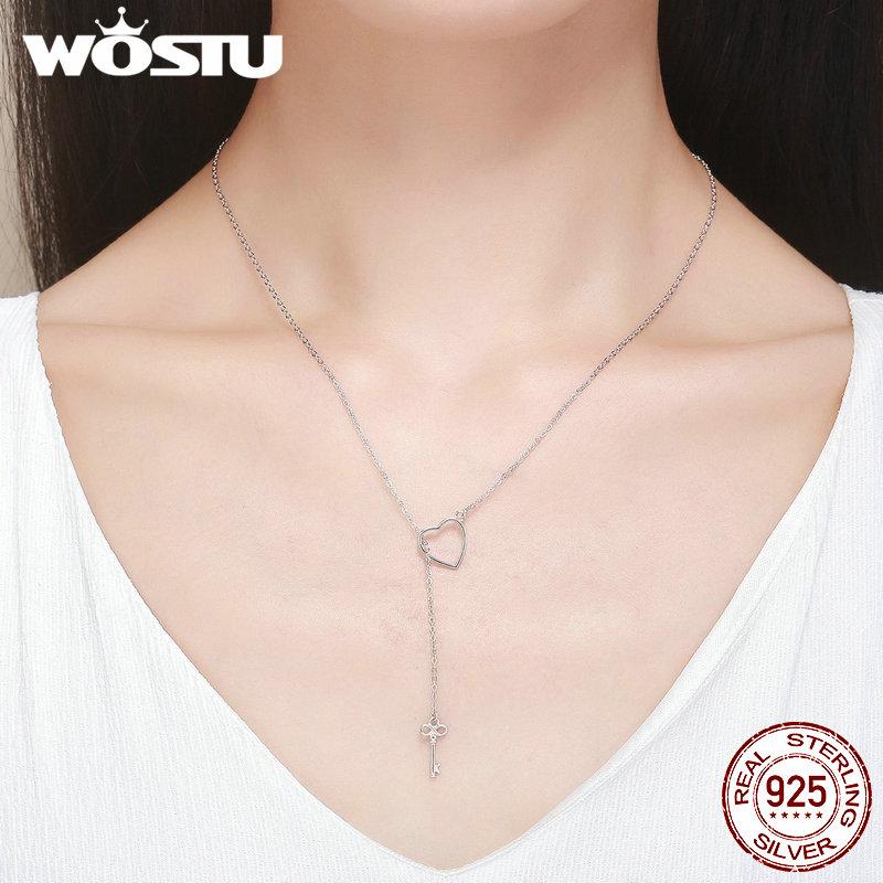 Hot Style 100% Real 925 Sterling Silver Round Heart Romantic Pendant Necklaces For Women Jewelry Lover Gift