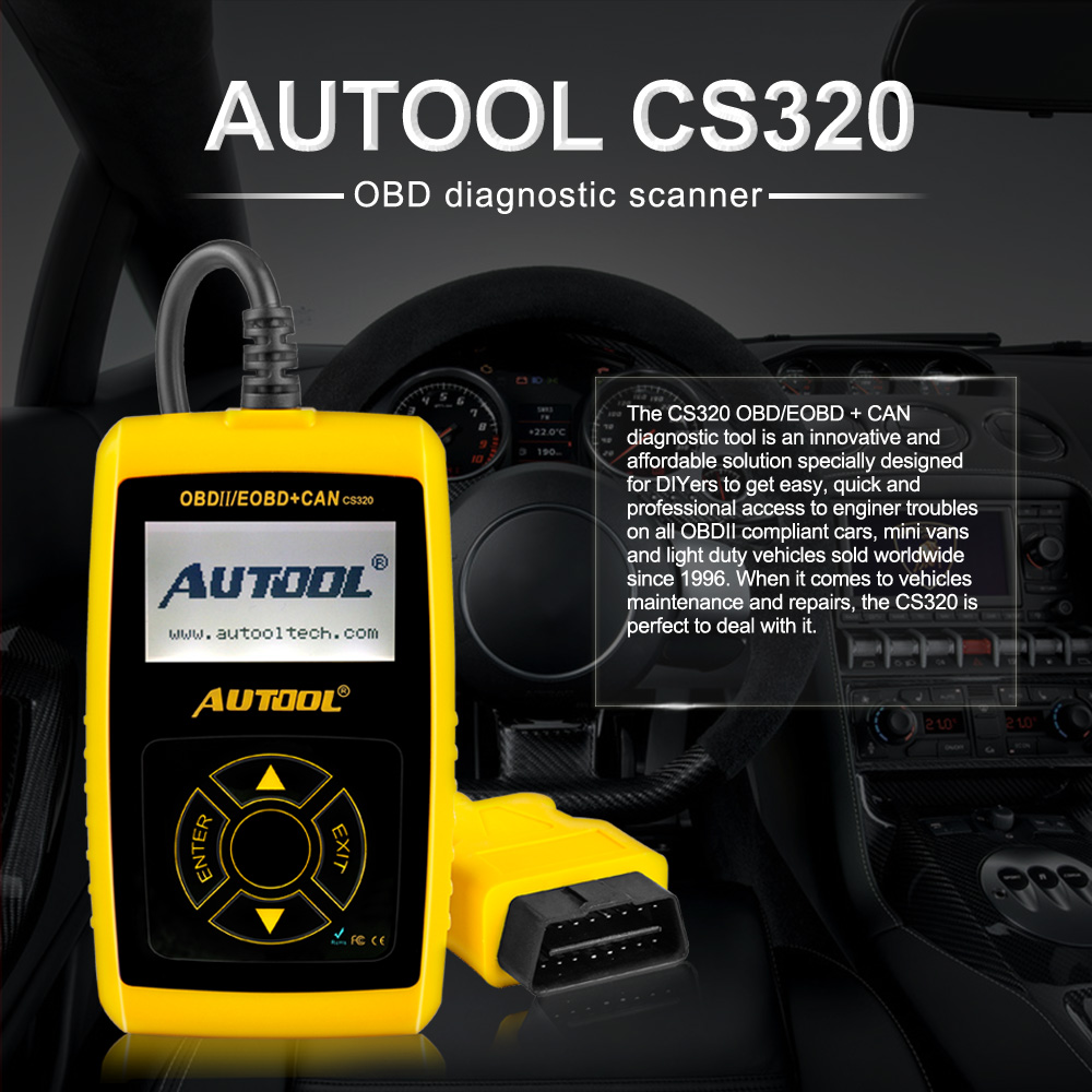 CS320 Car Scanner OBD2 Code Reader Auto Multifunction OBD Digital Diagnostic Tool Automotive Erase Code with LED Display